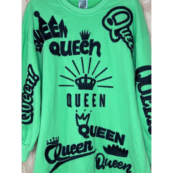 QUEEN OF SPARKLES Green and Black sweater dress size Small - Picture 3 of 10